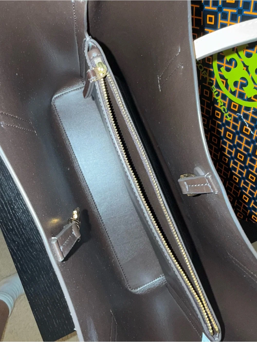 Tory Burch Cream Leather Tote with Tan Straps